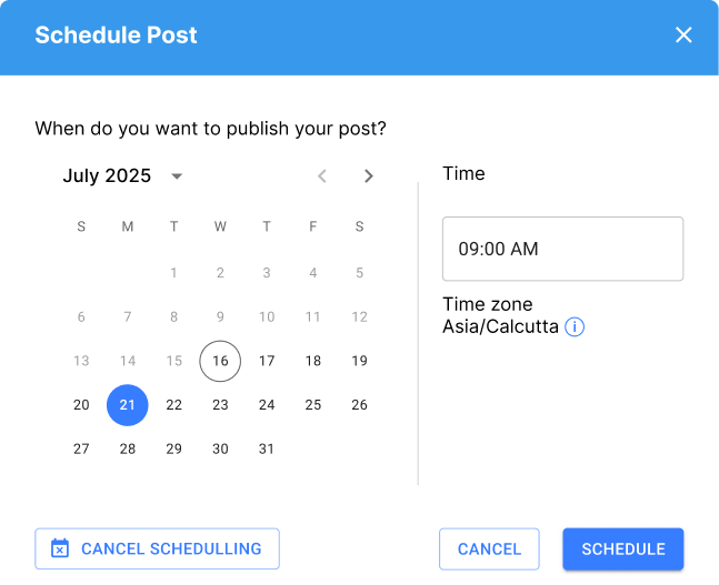 Content Scheduling Interface
